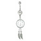 Silver Dreamcatcher Belly Bars with Genuine Stone Beads That Comes in Coral, Turquoise, Onyx, Lapis and White.