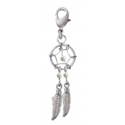 Silver Dreamcatcher Charms with Genuine Stone Beads and Spring Lobster Clasp for European Bracelets and Keychains