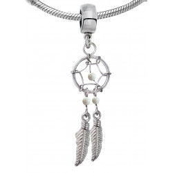 Silver Dreamcatcher Charms Pendant with Genuine Stone Beads for European Bracelets and Necklace