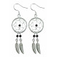 Silver Dreamcatcher Earrings with Genuine Stone Beads That Comes in Coral, Turquoise, Onyx, Lapis and White.
