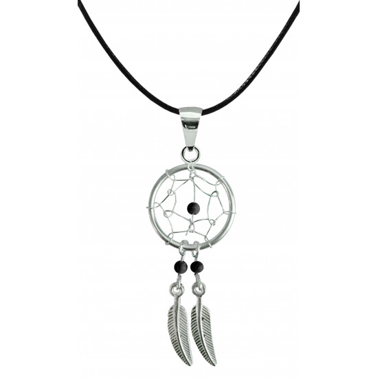 Hand Made Silver Dreamcatcher Pendants with Genuine Stone Beads That Comes in Coral, Turquoise, Onyx, Lapis and White.