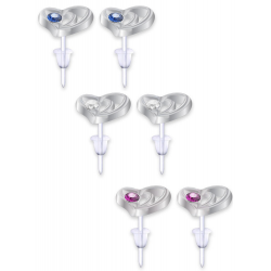 Hypo Allergic Plastic Post Heart Stud Earrings - You Get 3 Pair Each Color