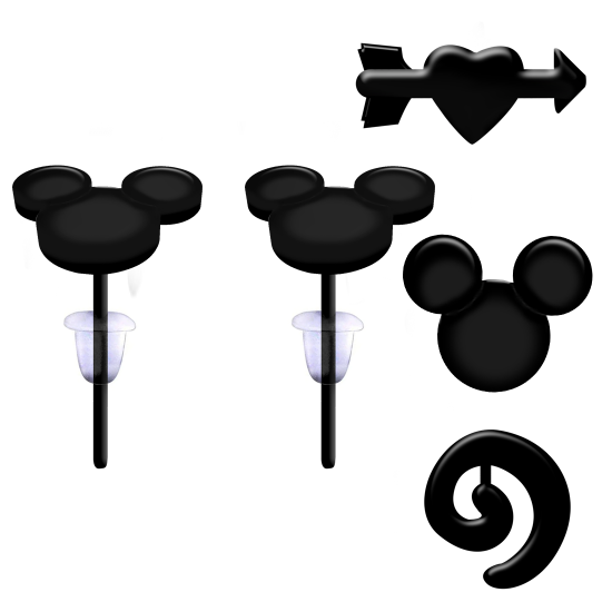 Black Coated UPVC Various Fashion Stud Earrings with Various Logo Design