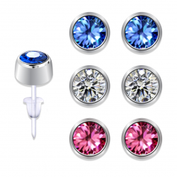 Solitaire Round Stud Earrings - you Get 1 Pair Each Color - Various Sizes