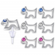 Hypo Allergic Plastic Post Dog Stud Earrings - You Get 3 Pair Each Color