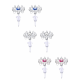 Hypo Allergic Plastic Post Solitaire Stud Earrings - You Get 3 Pair Each Color