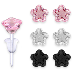 Solitaire Star Plastic Post Stud Earrings - You Get 3 Pair Each Color