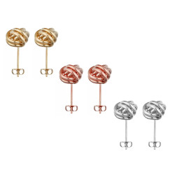 Silver Round Knot Stud Earrings for Women - Add a timeless accent to any look - Also Available in Gold and Rose Gold Plating