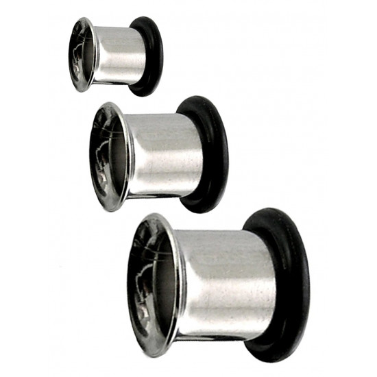 Pair Of Single Flared Eyelet in Surgical Steel 316L Black Coating and Silver - Various Gauge Sizes