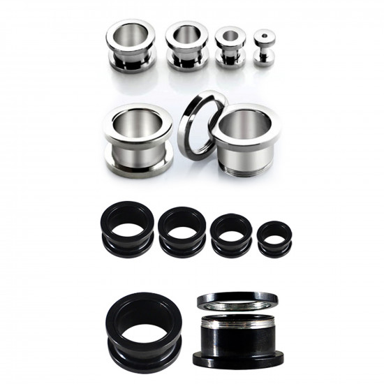 Flesh Tunnel Stainless Steel Plugs Screw Ear Stretcher - Expander Body Piercing - Quality tested at Sheffield Assay England