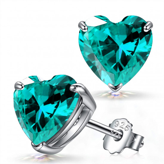 Silver Heart Solitaire Stud Earrings - AAA+ CZ Crystals