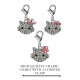 Silver Hello Kitty Charm - Key Chain, Key Ring  - Lobster Clasp and Studded with CZ Crystals Stones - available in 3 different styles