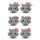 Silver Hello Kitty Stud Earrings - Hello Kitty logo Studded with CZ Crystal Stones - Various Sizes and Styles