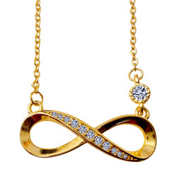 Infinity Necklace & Pendant - Eternal Design Necklace & Earrings - 925 Sterling Silver - CZ Crystals - Silver, Gold and Rose Gold