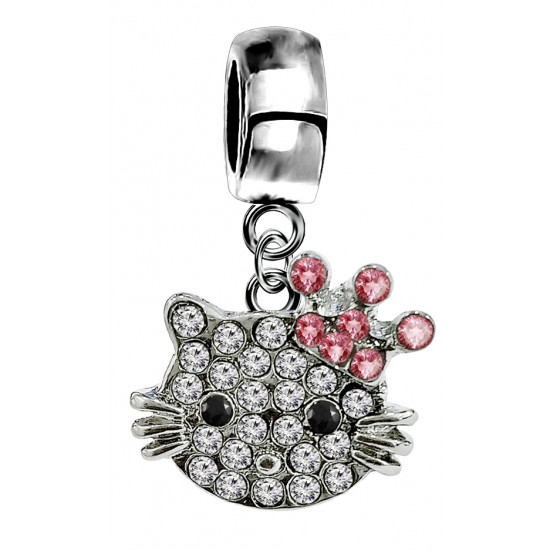 Authentic Pandora Bracelet Heart Clasp Silver HELLO KITTY Pink European  Charms