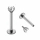 Surgical Steel Labret Unisex Piercing with Top Gem CZ Crystal - Available in Black and Silver Colors Various Sizes - Quality tested by Sheffield Assay Office England