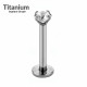 Titanium Labret Body Jewelry Piercing with Top Gem CZ Crystal - Internally Threaded - Available in Black and Silver Colors Various Sizes - Quality tested by Sheffield Assay Office England