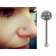 Nose Stud, Nose Piercing - 20g(0.8mm) - Nose Ring with Multi Crystal CZ Ball size 3.8mm - Quality Tested by Sheffield Assay Office in England