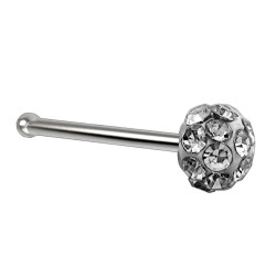 Nose Stud, Nose Piercing - 20g(0.8mm) - Nose Ring with Multi Crystal CZ Ball size 3.8mm - Quality Tested by Sheffield Assay Office in England