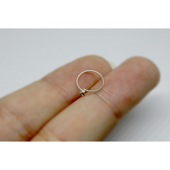 Silver Nose Studs, Nose Hoops - 24g (0.6mm) - 925 Sterling Silver - Solitaire CZ Clear Round Crystal Nose Studs Ring - Clip on Nose Ring - Quality Tested by Sheffield Assay Office England
