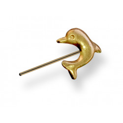 18K Gold Straight Plain Dolphin Nose Pin