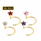 18K Gold Nose Rings - Nose Hoop with Highest Quality Solitaire Star CZ Crystals