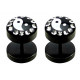 Black Fake Plugs - Pair of 2 pieces Fake Plugs - Comes in Various Designs - Moon, Scorpion, Yin Yang - Size 8MM - Quality Tested by Sheffield Assay Office in England.