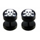 Black Fake Plugs - Pair Of (2 Pieces) Surgical Steel 316L  - with Famous Logos -Ganja, Skull, Star Size 8MM - Quality Tested by Sheffield Assay Office in England.