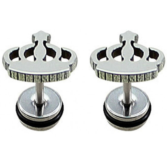 Plugs Fake Earrings - Famous Symbols with black rubber O ring - Pair of 2 pieces Fake Plugs Earrings - Surgical Steel 316L  - Quality Tested by Sheffield Assay Office in England.