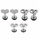Heart Shape Fake Plugs with black rubber O ring - Pair of 2 pieces Fake Plugs Earrings - Various Designs - Surgical Steel 316L  - Quality Tested by Sheffield Assay Office in England.