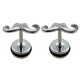 Plugs Fake Mustache with black rubber O ring - Pair of 2 pieces Fake Plugs Earrings - Surgical Steel 316L  - Quality Tested by Sheffield Assay Office in England.