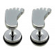 Plugs Fake Palm Hand and Feet with black rubber O ring - Pair of 2 pieces Fake Plugs Earrings - Surgical Steel 316L  - Quality Tested by Sheffield Assay Office in England.