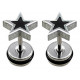 Plugs Fake Stars with black rubber O ring - Pair of 2 pieces Fake Plugs Earrings - Various Designs - Quality Tested by Sheffield Assay Office in England.