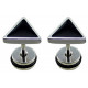Plugs Fake Triangle Shape Earrings with black rubber O ring - Pair of 2 pieces Fake Plugs Earrings - Various Designs - Quality Tested by Sheffield Assay Office in England.