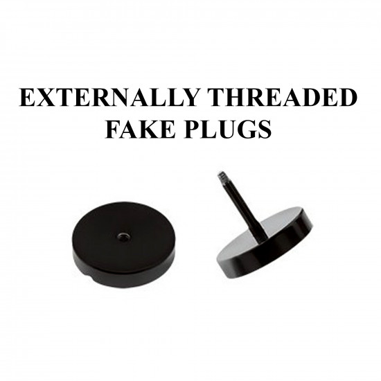 Fake Plugs with black rubber O ring - Pair of 2 pieces Fake Plugs - Black and White - Size 8MM - Quality Tested by Sheffield Assay Office in England.