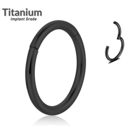 Titanium Hinged Clicker Ring - Black - Quality tested by Sheffield Assay Office England