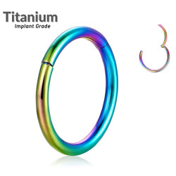 Titanium Hinged Ring Piercing Rainbow - Opens & Closes Smoothly - Quality tested by Sheffield Assay Office England
