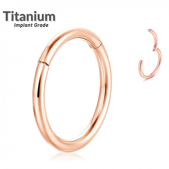TITANIUM HINGED RING PIERCING IN ROSE GOLD - OPENS & CLOSES SMOOTHLY - QUALITY TESTED BY SHEFFIELD ASSAY OFFICE ENGLAND