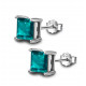 Silver Square Solitaire Stud Earrings - AAA+ CZ Crystals