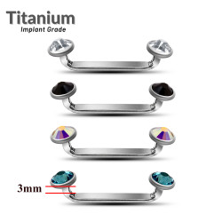 Titanium Surface Barbell Staple Piercing  - Tragus Surface Body Jewelry - Internally Threaded Dermal Stone Crystals - Dermal Skin Piercing  - 14g (1.6mm) - Quality tested by Sheffield Assay Office England