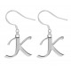 Silver Dangle Initials Earrings - Fashion Jewelry - Letters A to Z