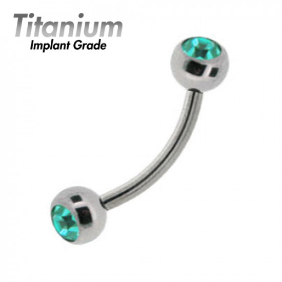 Titanium DOUBLE JEWELED CURVED BARBELL Body Piercing Jewellery - AAA QUALITY CRYSTALS - Safe & Comfy to wear everyday