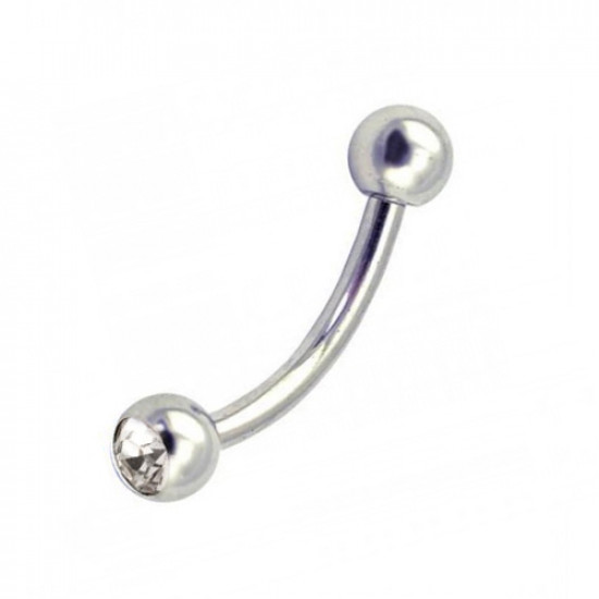 Titanium SINGLE JEWELED CURVED BARBELL Body Jewelry - For Eyebrow or Ear Piercings - AAA Laser Cut Crystals - Quality tested by Sheffield Assay Office England