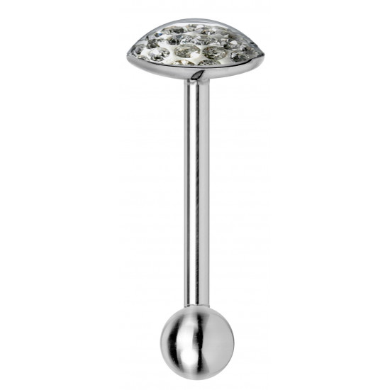 Titanium Straight Tongue Barbell with Coated CZ Crystal 