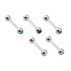 Surgical Steel Straight Barbell Piercing with CZ Crystal 1.6MM / 14G - Various Sizes - Quality tested by Sheffield Assay Office England