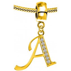 Silver Initials Gold Plated Charm - Fits all Pandora Bracelets - Letters A to Z