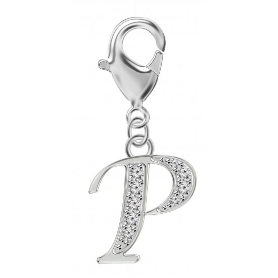 Silver European Initial Beads Spring Lobster Clasp - Fits all European Bracelets - Letters A to Z