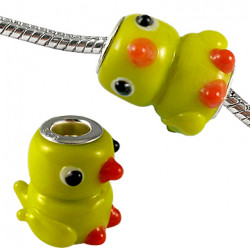 Murano Glass Duck Bead Charms - Fits European & Troll Bracelets - Various Colours
