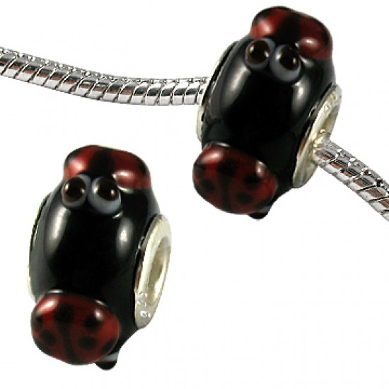Murano Glass Lady Bird Bead Charms - Fits Pandora & Troll Bracelets - Various Colours