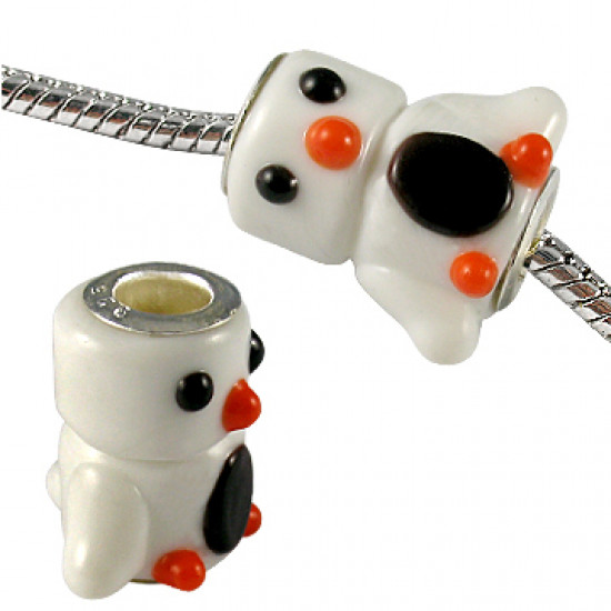 Murano Glass Penguin Bead Charms - Fits Pandora & Troll Bracelets - Various Colours